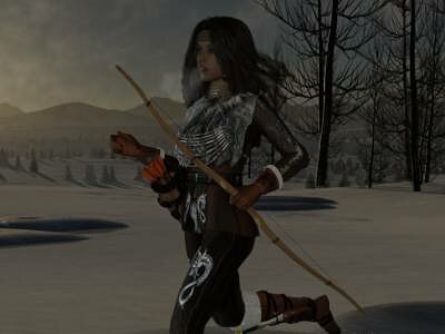 Young huntress at dawn