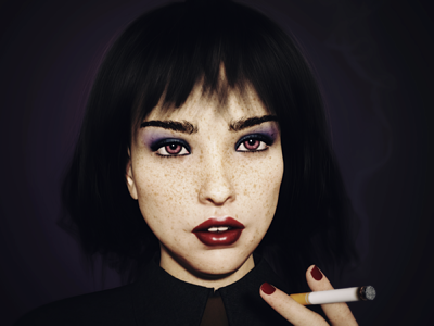 Girl with cigarette.