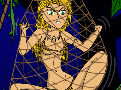 Sheena Queen of the Jungle Trapped in a Net