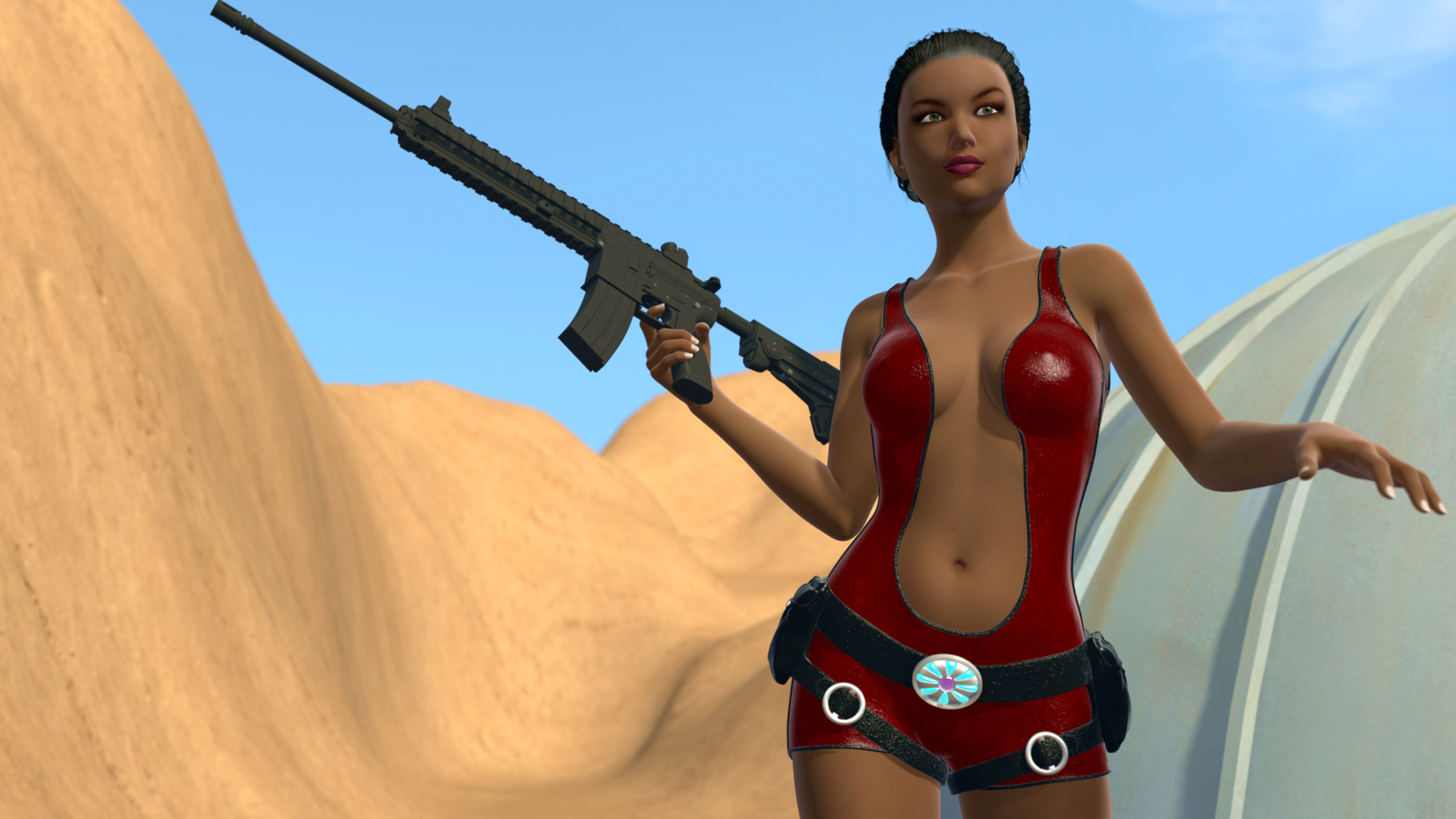 Female Mercenary In The Desert