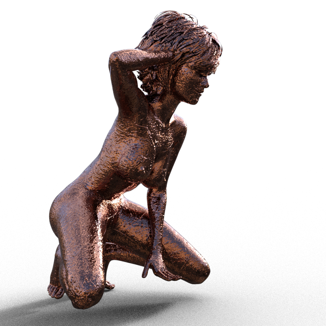 Metalic female statue other promo render